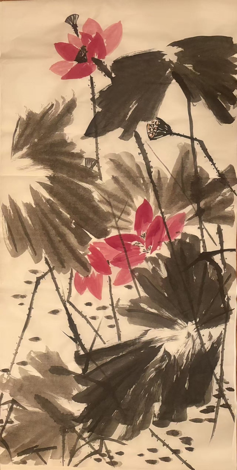 Expressive ink lotus painting